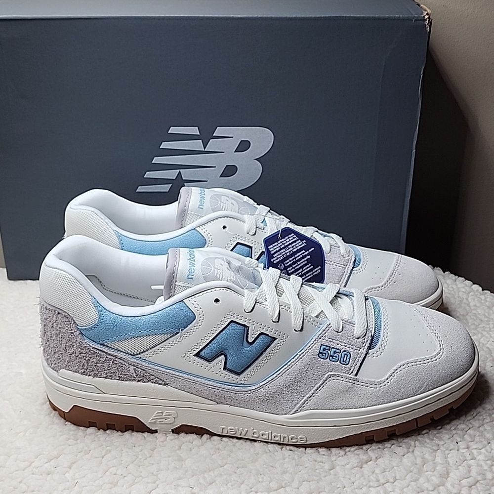 NWT New Balance 550 Grey/White/Blue Size Mens 13 Women's 14.5 - Picture 2 of 8